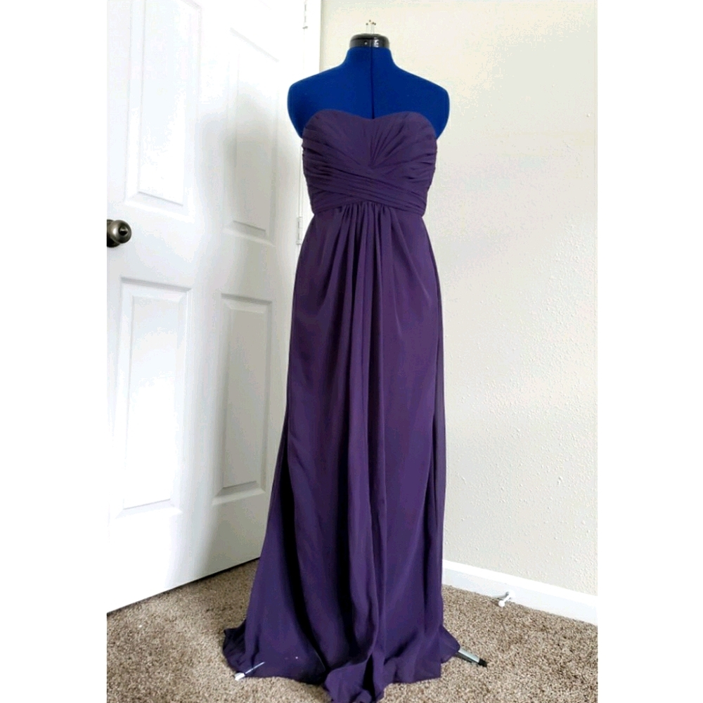 Purple Strapless Evening Dress